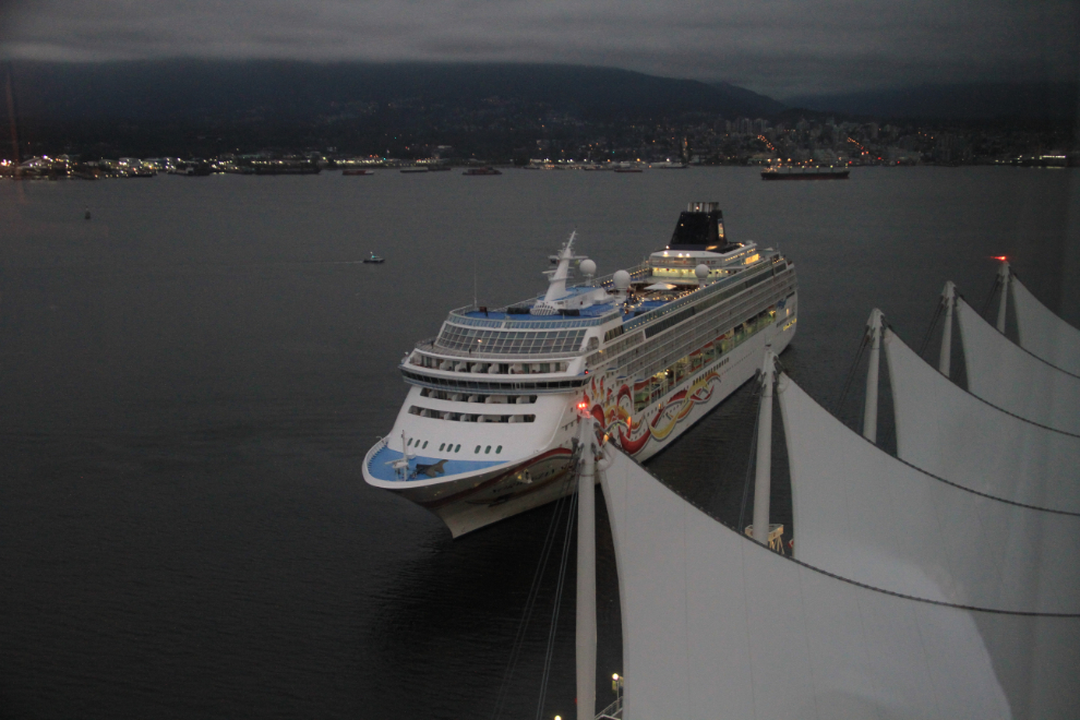 Norwegian Sun docking at Canada Place in Vancouver, BC