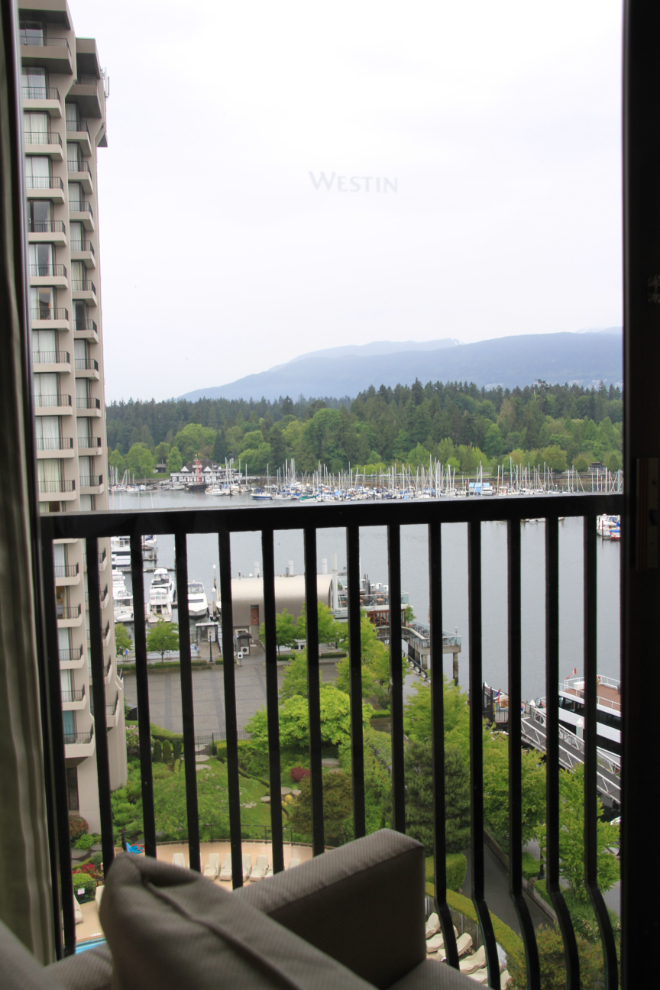 The view from the desk in our room at the Westin Bayshore in Vancouver