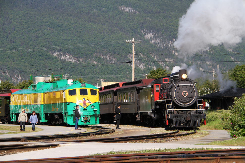 WP&YR steam locomotive at Skagway