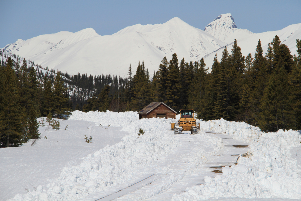 Clearing snow from the railway line at Log Cabin, BC