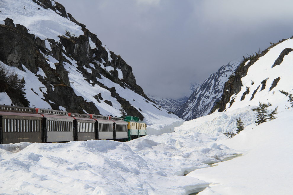 WP&YR train in deep snow near the White Pass Summit