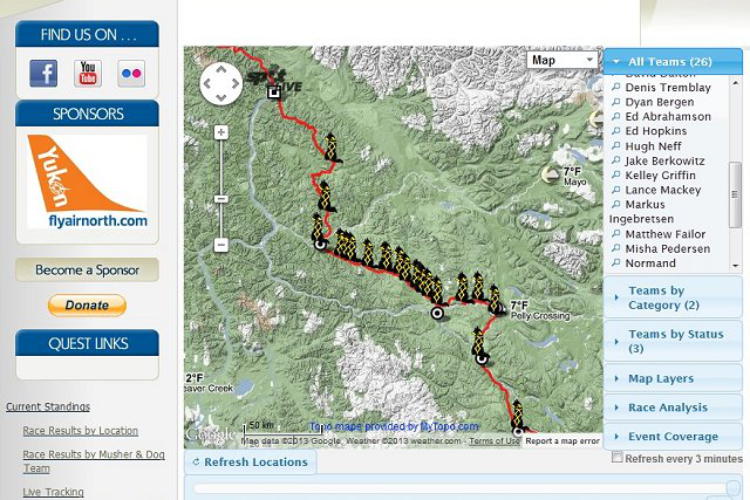 Yukon Quest 2013 Live Tracking