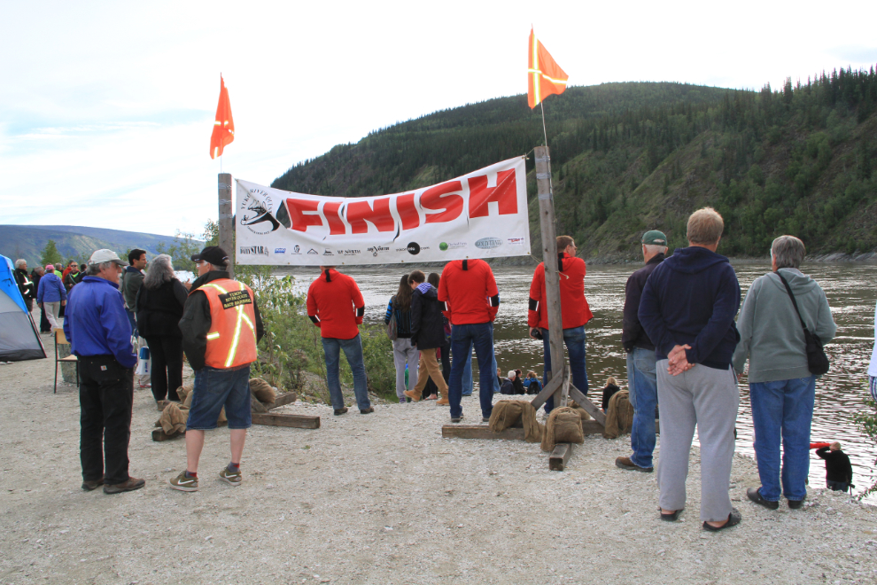 Yukon River Quest race finish line in Dawson City