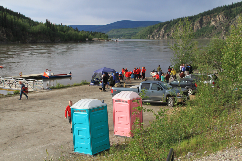 Yukon River Quest takeout area in Dawson City, at 8:40 pm