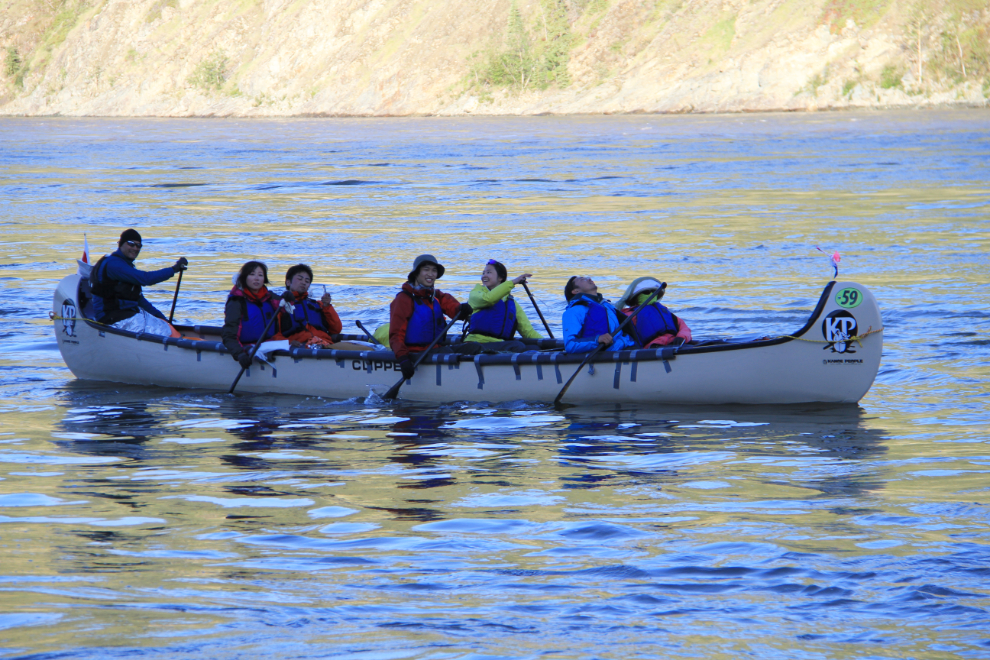 Team Sunshine arrives at the Yukon River Quest finish line