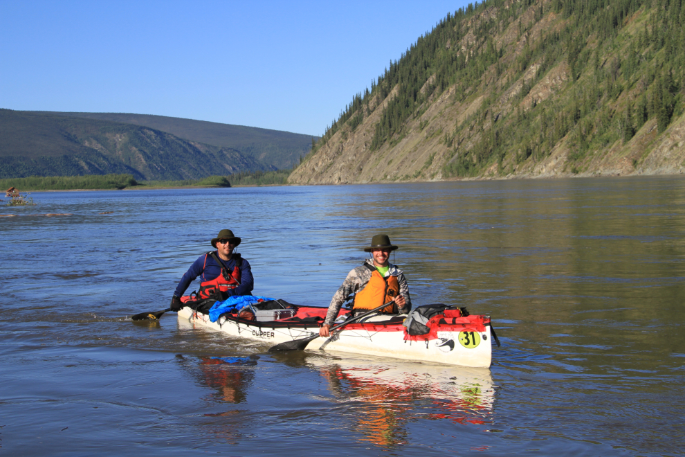 John McDonald from Vancouver and Brent Coyne from Kelowna arrive at the Yukon River Quest finish line