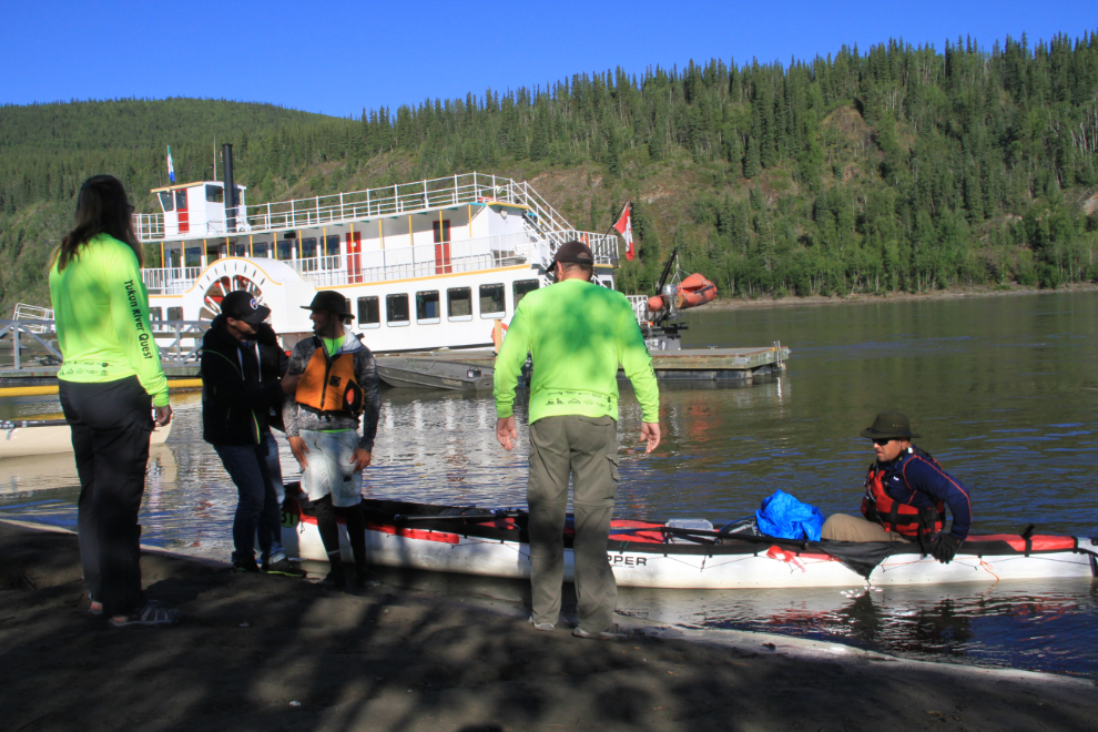 John McDonald from Vancouver and Brent Coyne from Kelowna at the Yukon River Quest finish line