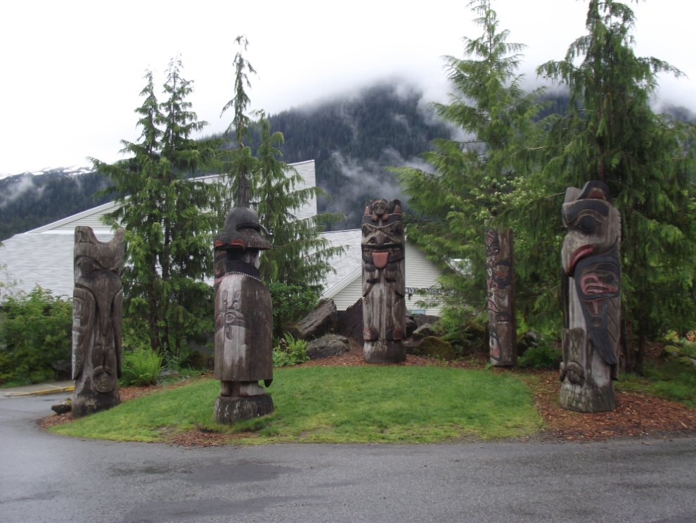 Totem poles at Cape Fox Lodge in Ketchikan