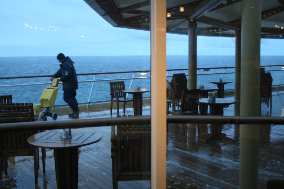 Cleaning crews at work on the Celebrity Infinity