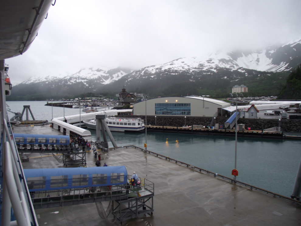 Disembarking from the Coral Princess at Whittier, Alaska