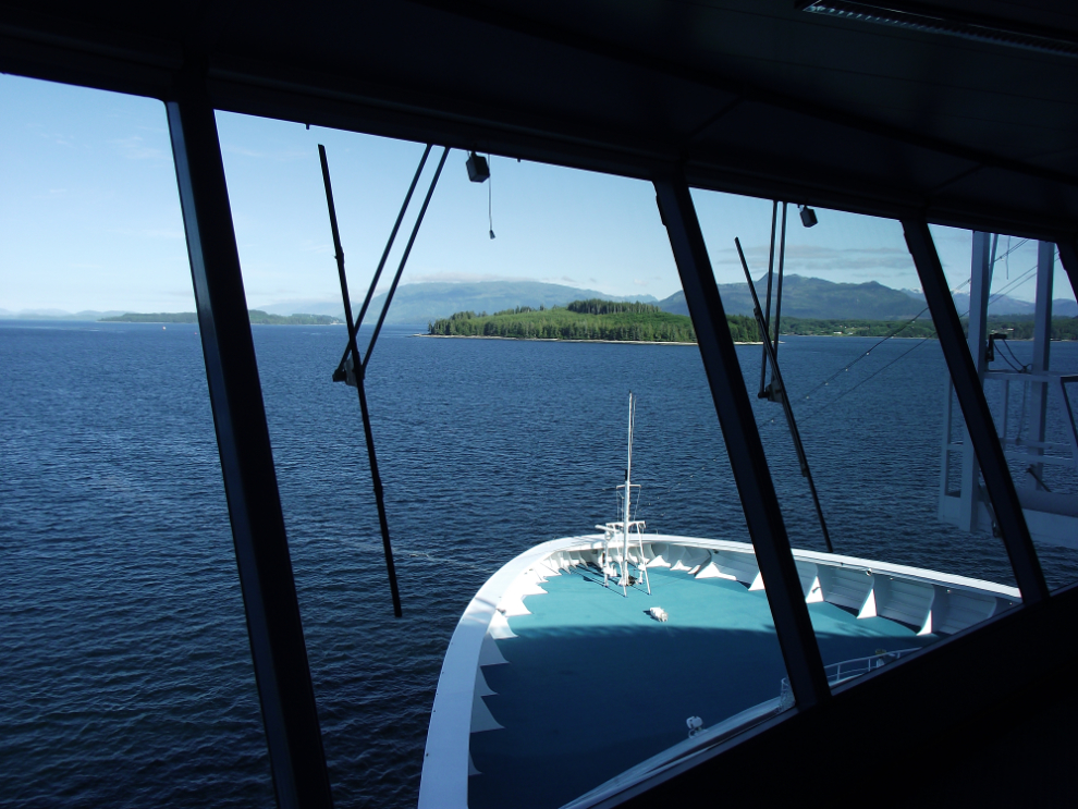 The view from the bridge of the Coral Princess near Alert Bay, BC