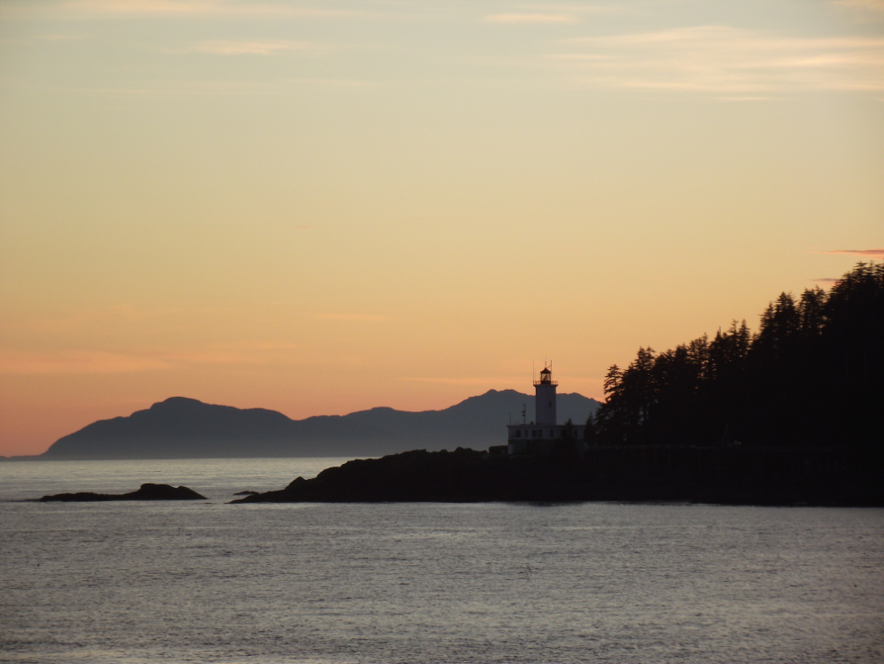 Cape Decision Lighthouse, at the junction of Sumner and Chatham Straits, at 9:41 pm.