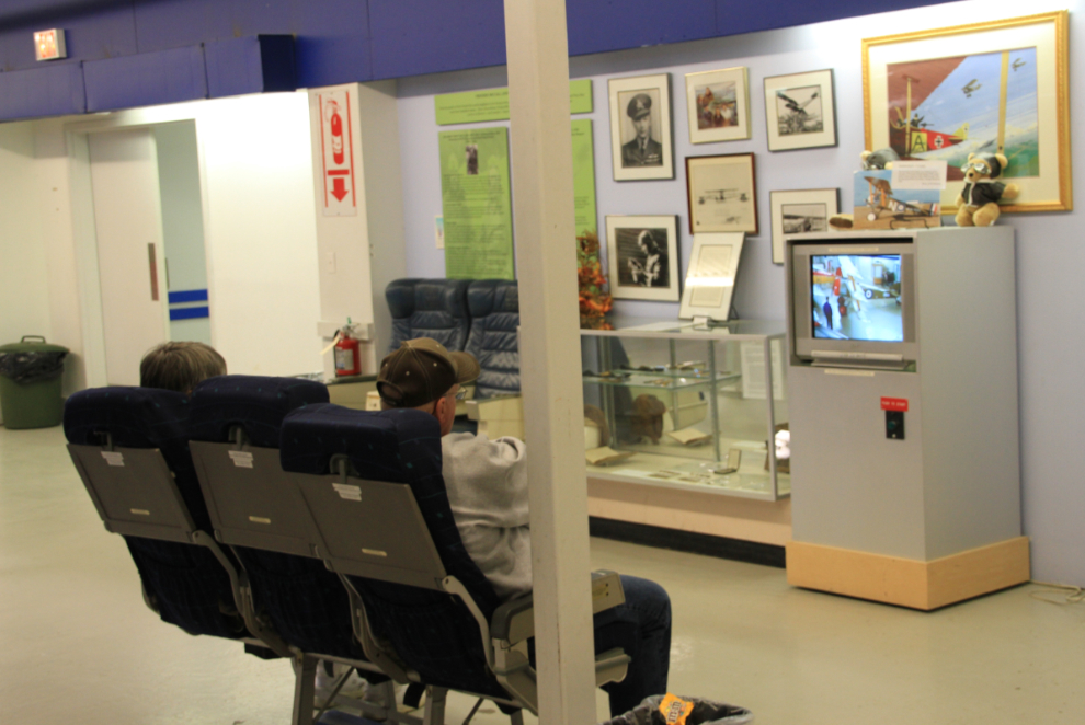 Watching a video at the Aero Space Museum of Calgary