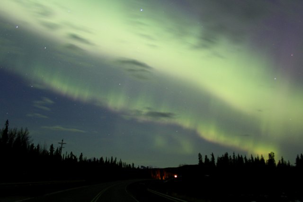 Aurora borealis along the Alaska Highway