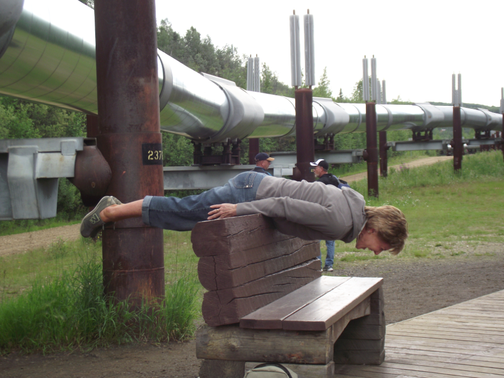 Planking at the Trans Alaska Pipeline interpretive centre, Fairbanks