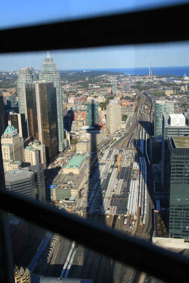 The railyards at Toronto, seen from the CN Tower