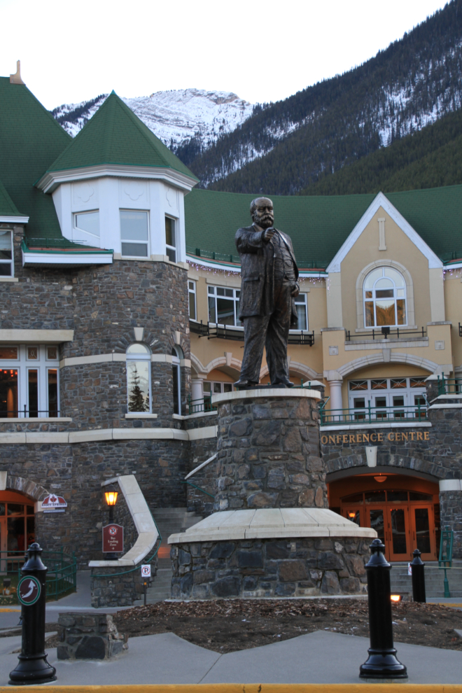 A statue of Sir William Cornelius Van Horne at the Fairmont Banff Springs Hotel