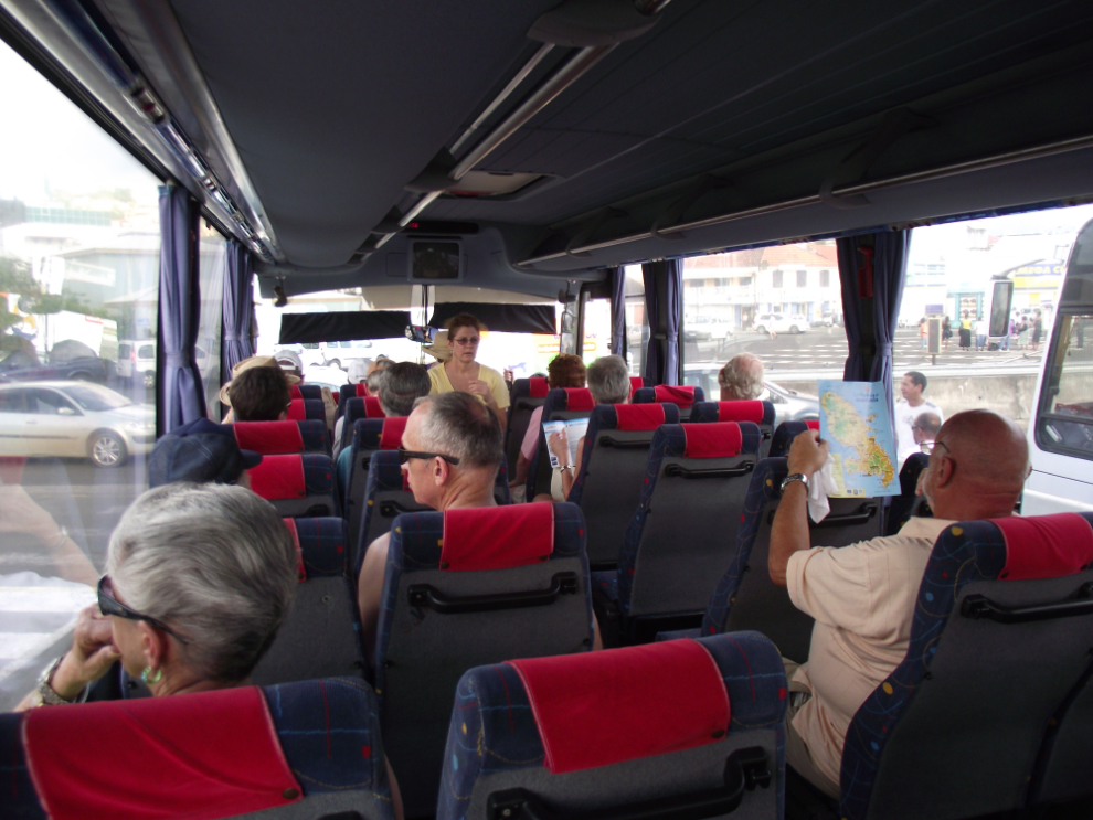 Starting a bus tour of Martinique