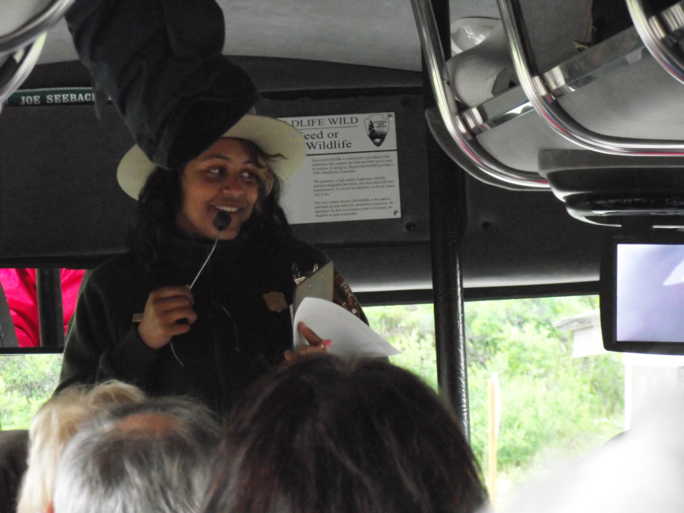 An NPS park ranger comes on the bus at the Savage River checkpoint and does a bit of a welcome.