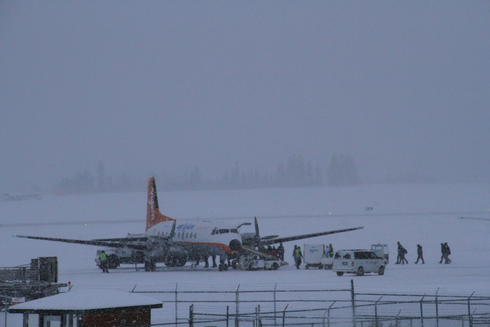 Air North Hawker Siddeley HS 748 in heavy snow