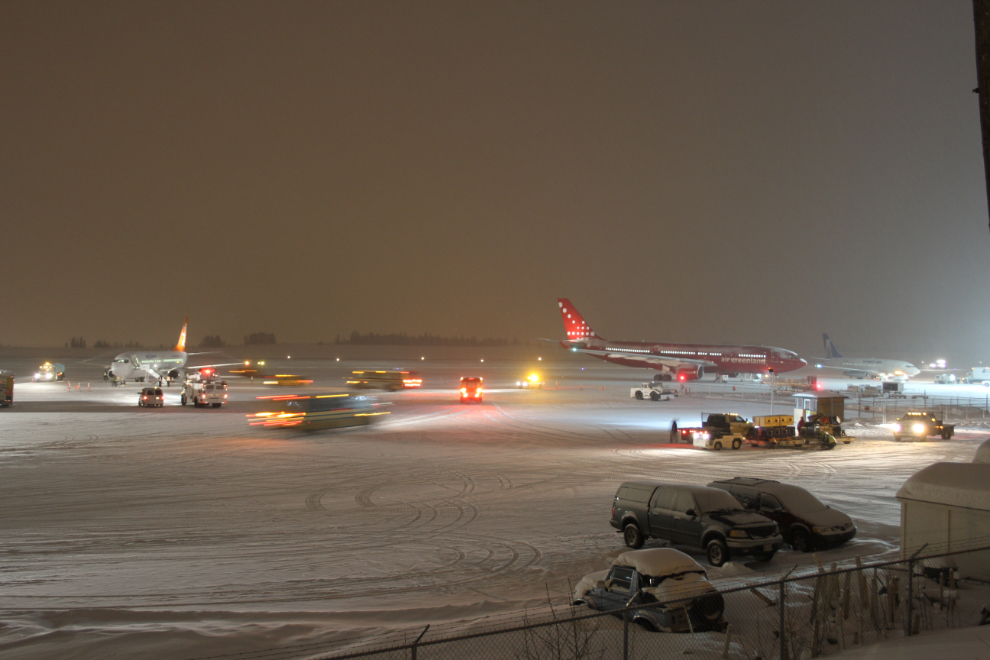 Busy ramp at Whitehorse airport during the 2012 Arctic Winter Games