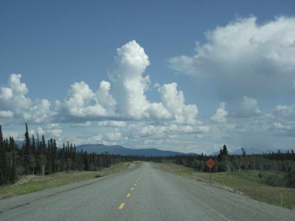Cumulus clouds along the Alaska Highway