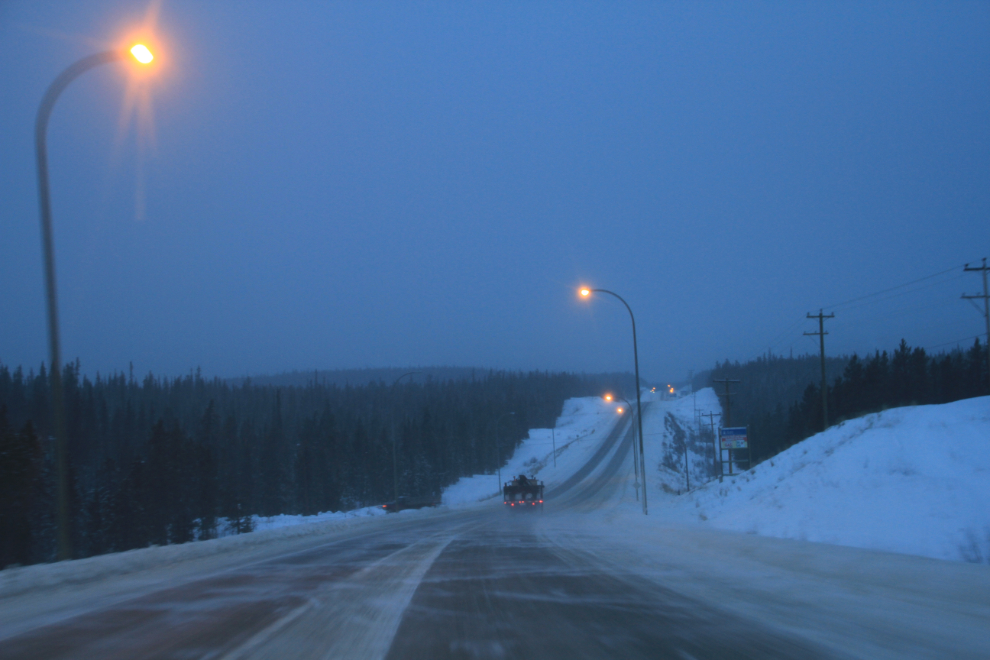 The Alaska Highway at Cowley Creek, at the east side of Whitehorse