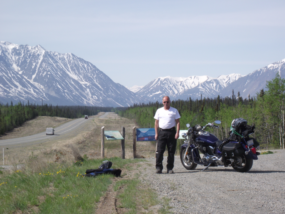 Murray Lundberg with his V-Star 1100 Classic on the Alaska Highway