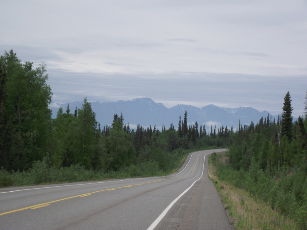 The view ahead at Mile 1299 of the Alaska Highway