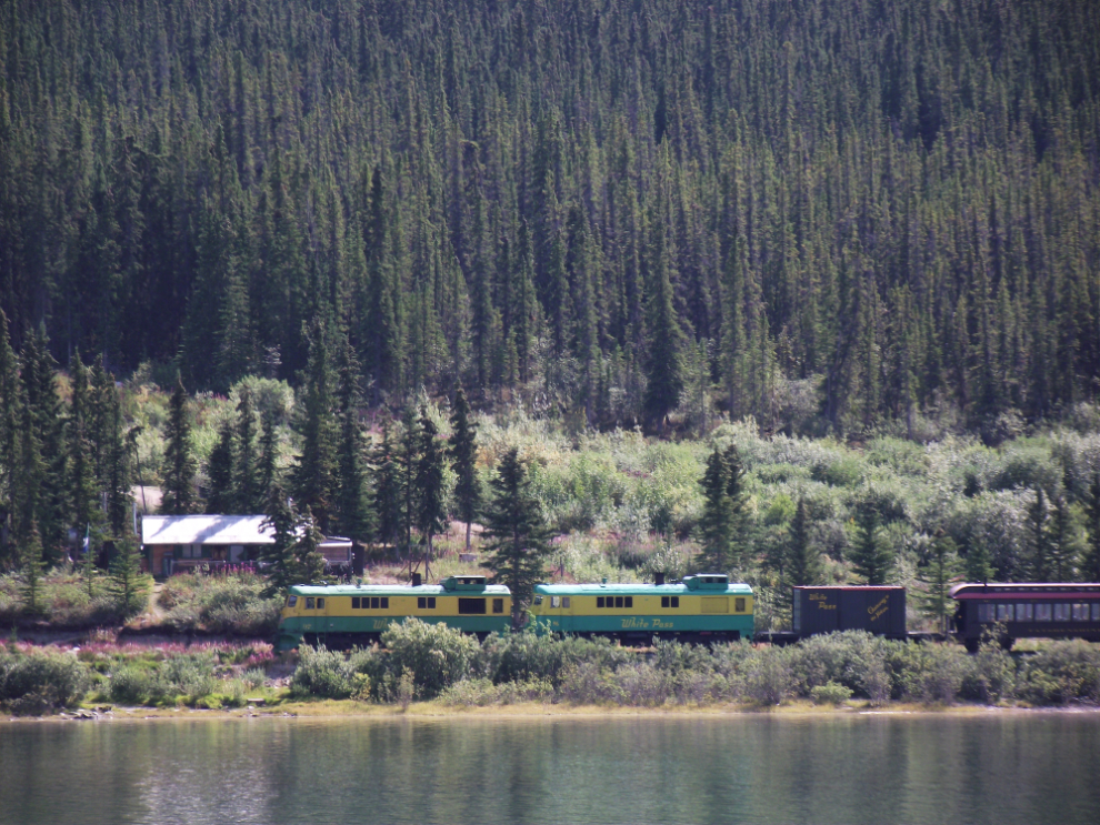 A WP&YR train passing our Carcross cabin