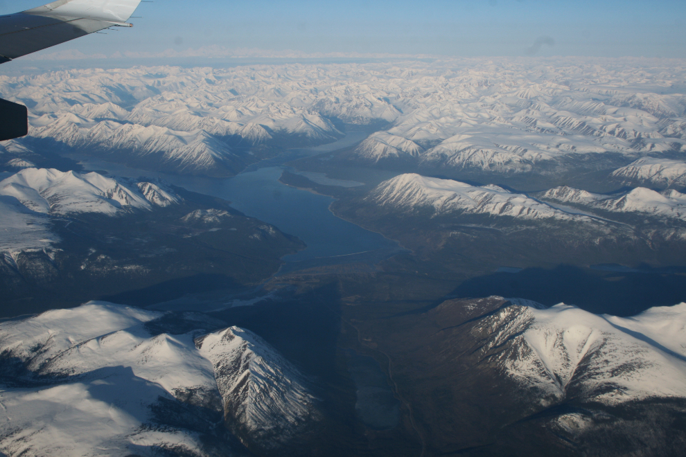 Aerial view of Carcross and Lake Bennett