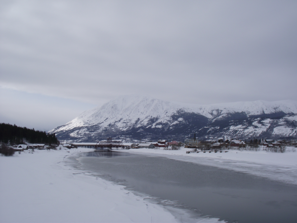 Carcross from the highway bridge in early March