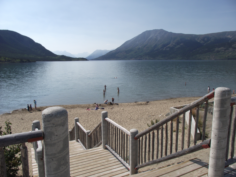 Stairs to the beach at Carcross