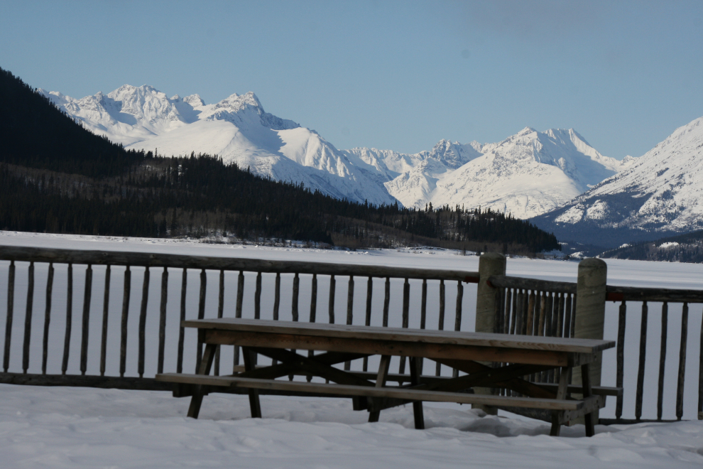 Frozen Lake Bennett from the Carcross viewing deck