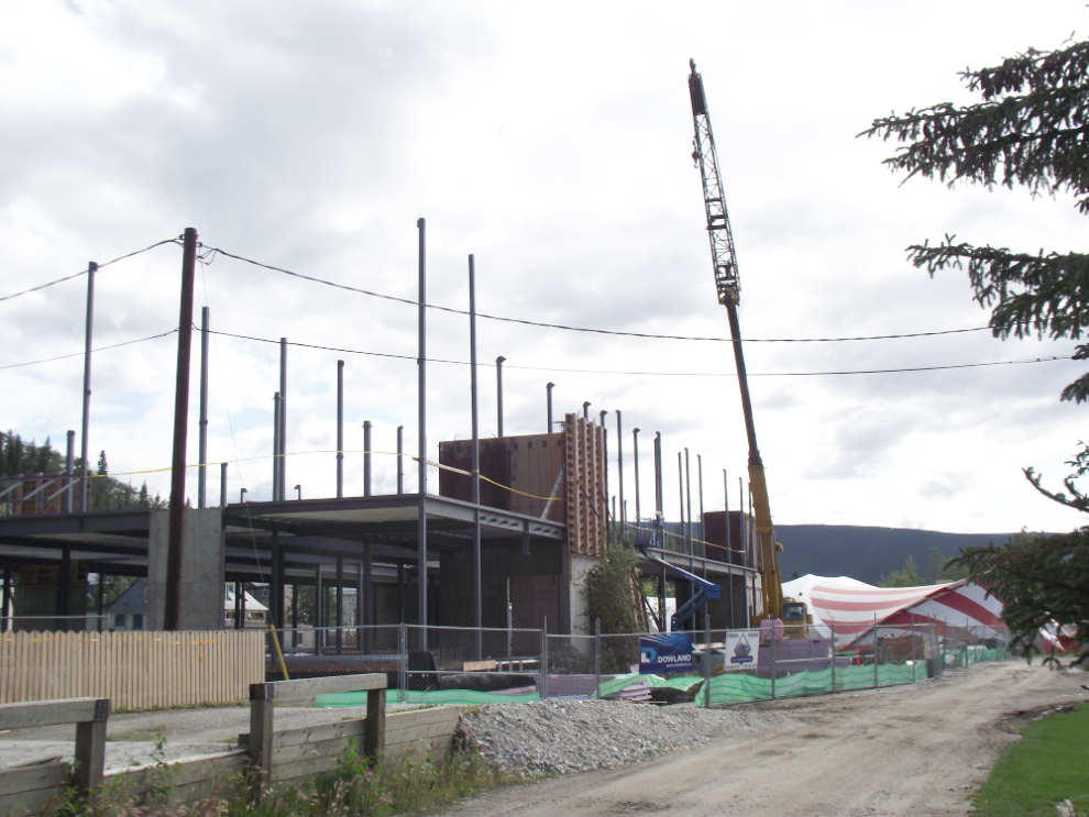 The new hospital being built behind the Dawson City Museum.