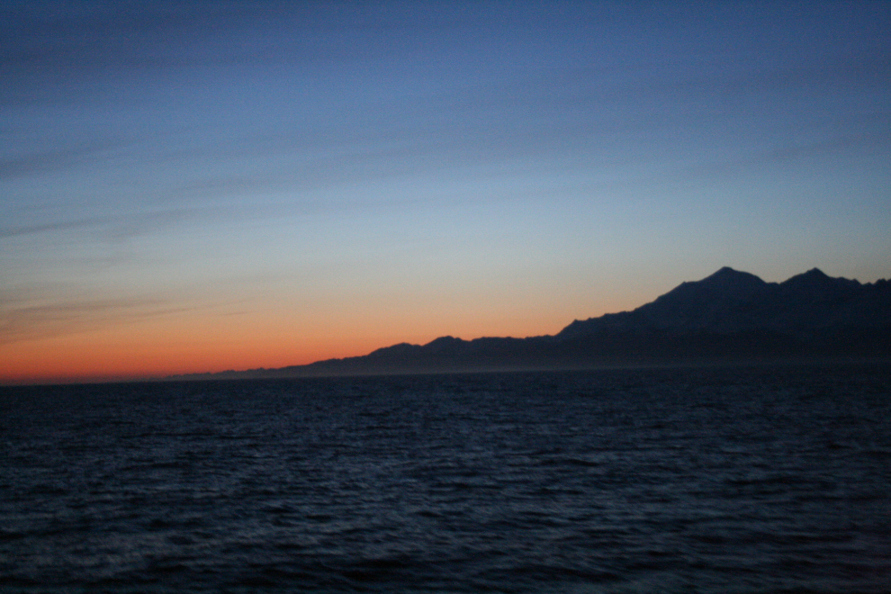 The view as we started to cross the Gulf of Alaska at 10:48 pm.