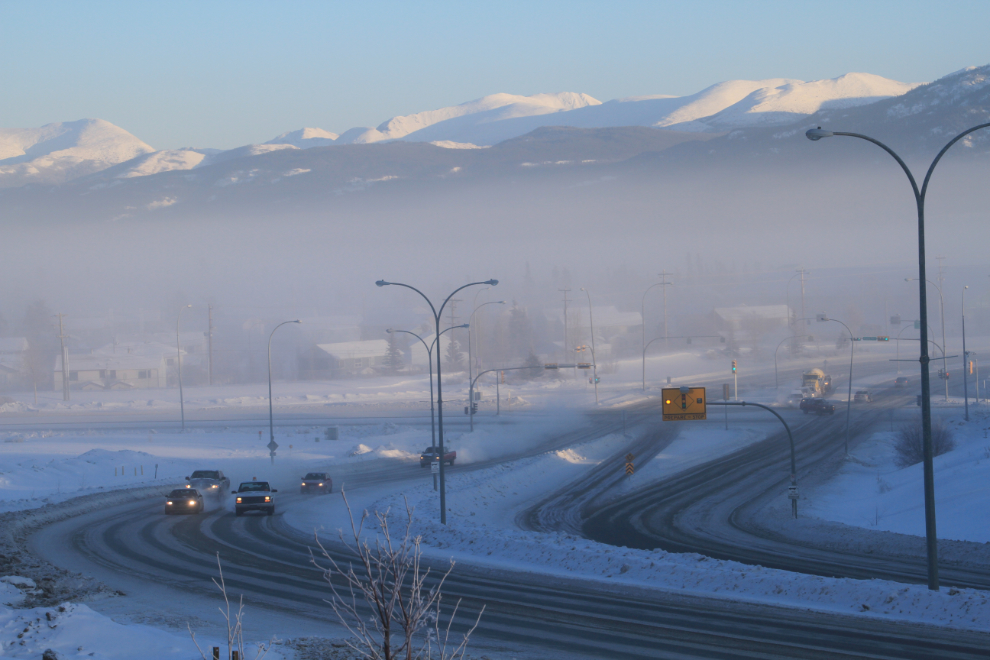 Ice fog in Whitehorse at -40C