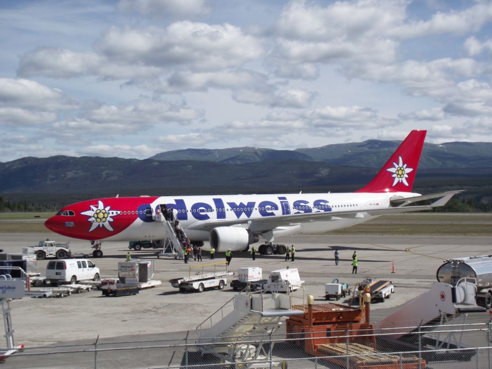 Edelweiss Airlines A330 in Whitehorse, Yukon