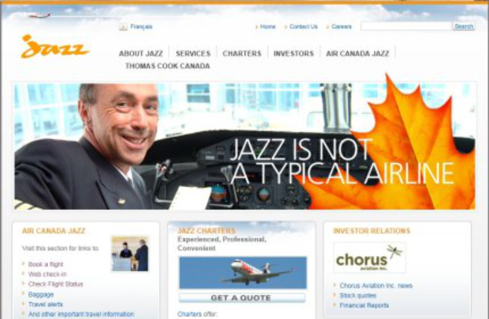 Air Canada Jazz - website screenshot