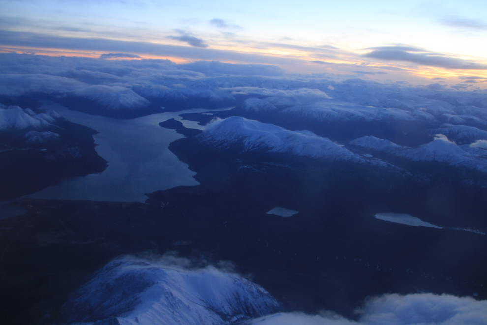 Flying over Lake Bennett, Yukon