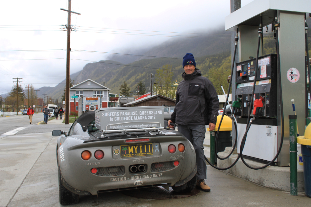 Giles Cooper and his Lotus Elise in Skagway, Alaska