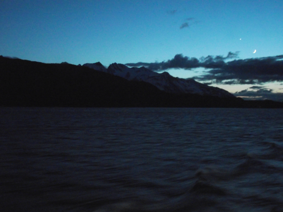 The view at 10:44 pm after leaving Skagway.