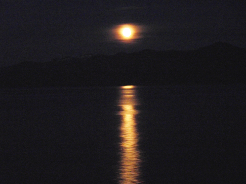 Moonlight over Kuiu Island at 11:24 pm.