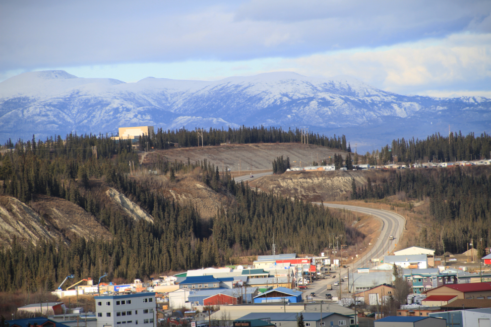 Looking up Mountainview Drive, over the industrial area to Takhini Trailer Park in Whitehorse
