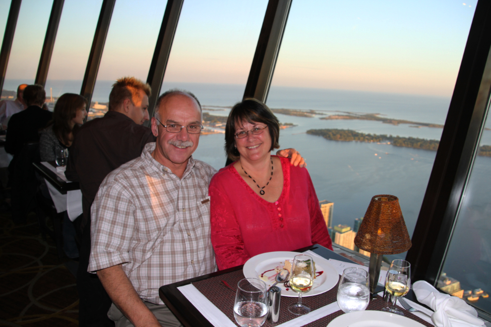 Murray Lundberg and Cathy Small having dinner at the 360 in the CN Tower