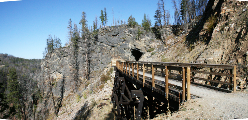 Kettle Valley Railway Trestle #10 and tunnel at Myra Canyon, BC