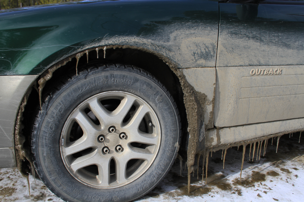 Ice and mud coated car - Spring breakup
