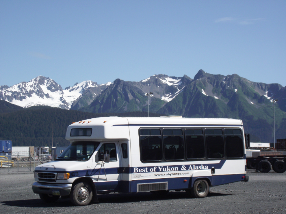 The little Ruby Range Adventure bus at Seward, Alaska