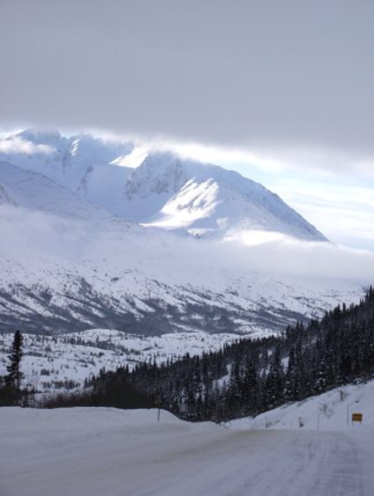 The South Klondike Highway south of Log Cabin in February