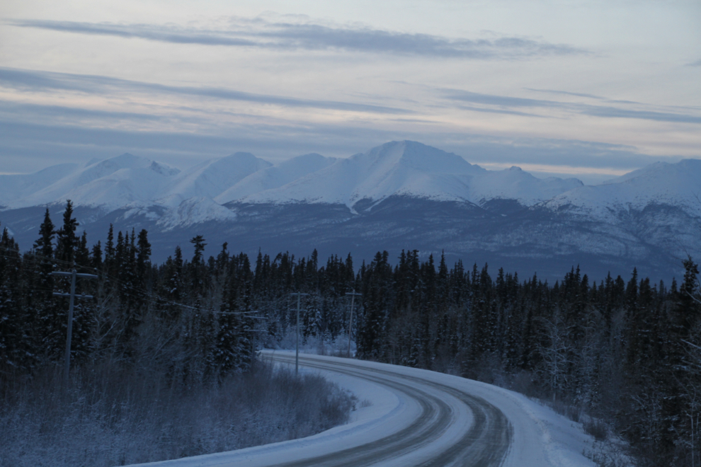 A winter view at Km 129 of the South Klondike Highway